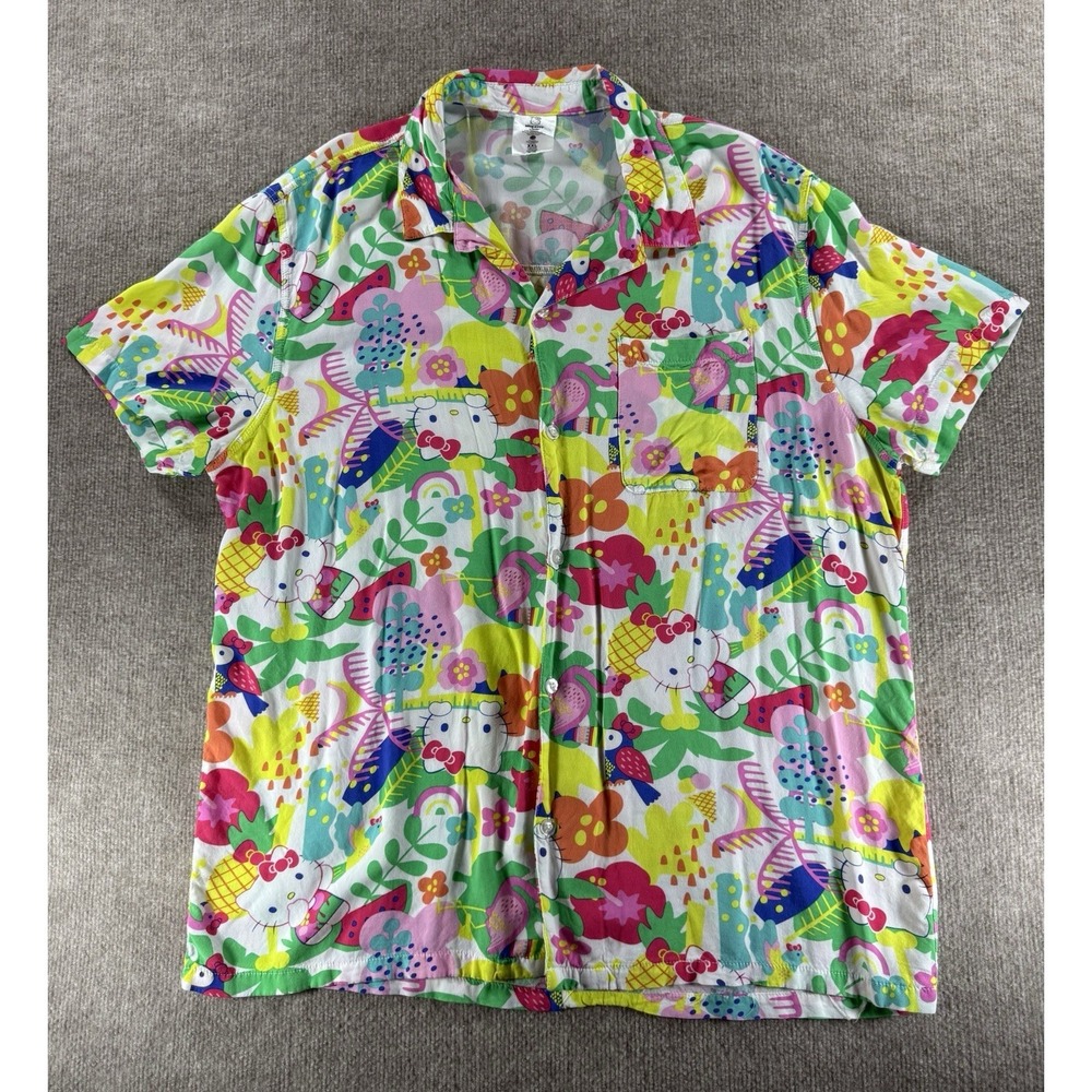 Hybrid Apparel Hello Kitty Hawaiian Shirt XXL Tropical Sanrio Rayon